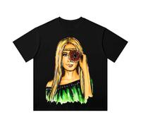 Lara Fabian Je T'Aime Tour 2024 T-shirt en coton décontracté à manches courtes Hip Hop et col rond, Noir-R239904, M