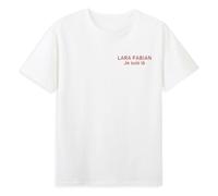 Lara Fabian T-shirt à col rond à manches courtes en coton pour homme et femme, blanc, M