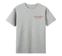 Lara Fabian T-shirt à col rond à manches courtes en coton pour homme et femme, gris, M