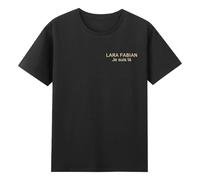 Lara Fabian T-shirt à col rond à manches courtes en coton pour homme et femme, Noir , M