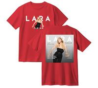 Lara Fabian Tour 2025 T-shirt en coton à manches courtes pour cosplay Hip Hop, Rouge, XXL