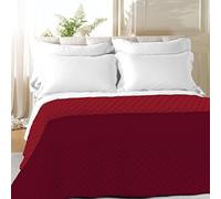 LARA MORADA - Couvre-lit 2 places, printemps/été, couleur unie, jacquard double face, fabriqué en Italie, microfibre, pour lit double 240 x 245 cm (Bordeaux/rouge, simple 1P)