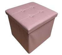LARA MORADA - Pouf de rangement avec couvercle amovible, repose-pieds pour salon, chambre à coucher et entrée, en cuir écologique 38 x 38 x 38 cm (rose, pouf carré)