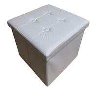 LARA MORADA - Pouf de rangement avec couvercle amovible, repose-pieds pour salon, chambre à coucher et entrée, en cuir écologique 38 x 38 x 38 x 38 cm (taupe carré)