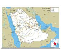 L'Arabie Saoudite Road Map - Papier laminé [GA] A1 Size 59.4 x 84.1 cm