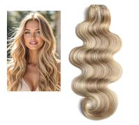Larafona 9A Extensions de cheveux humains vierges Remy ondulés avec mèches Marron/blond Tissage brésilien P8/613# 65 cm