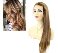 Larafona Hair Balayage Blonde Human Hair Full Lace Wig Highlights Brun/Blond Perruque Femme Naturel Cheveux,Glueless Lace Wig 18inch/45cm