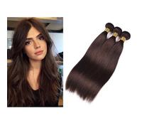 Larafona Hair Cheveux Humains Naturels Extensions Brun Foncé 2# Cheveux Vierges Brésiliens Tissage Lisse 3pc Human Hair Bundles (12"14"16")