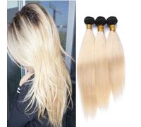Larafona Hair Ombre Blond T1B/613# Brazilian Human Hair Bundles Naturel Cheveux Humain Tissage Vierge Remy Lisse (10"10"10")