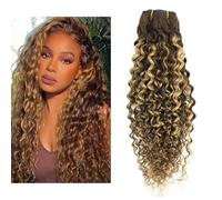 Larafona Hair Tissage Naturelle Blond Highlight Brun Curly Humain Cheveux Mèches Natural Wave 100% Remy Hair Extensions 100g/pc 20inch/50cm