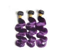 Larafona Hair Tissage Vrai Cheveux Humain Extensions Ombre Violets Ondules Human Hair Weave 100% Remy 3pcs (12"12"12")