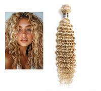 Larafona Human Hair Weave Balayage Blonde Tissage Naturelle Boucles Curly Mèches Deep Wave 100% Remy Hair 100g/pc 28inch/70cm