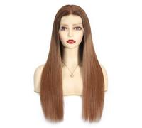 Larafona Perruque de cheveux humains ombrés marron/blond pleine dentelle perruque lisse et soyeuse 100 % cheveux Remy dentelle transparente pré-épilée ligne des cheveux naturelle 40 cm
