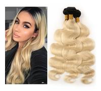 Larafona Remy Hair Tissage Ondules Naturel Cheveux Humain Extensions Ombre Blond T1B/613# Bresilien Human Hair Bundles (10"10"10")