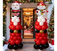 LaRandom Kit d'arche de ballons de Noël 145 pièces Père Noël et bonhomme de neige en feuille d'aluminium avec ballons rouges, blancs, dorés, noirs, décoration de Noël pour le Nouvel An, fournitures de