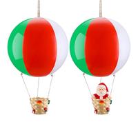 LaRandom Lot de 2 montgolfières de Noël pour poupées avec 2 paniers en bambou pour décoration de fête de Noël, accessoires de Noël, centre de table, poupée non incluse