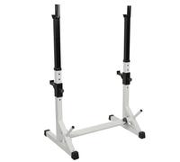 LARAS Repose Haltère Réglable Charge max.200 kg Repose Barre Musculation Longs à Disques Squat Rack Noir&Blanc