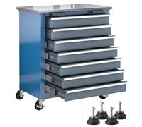 LARBANKE Armoire à Outils à 7 tiroirs avec Roues à 360° et Pieds rembourrés, servante d'atelier avec Plan de Travail en Acier Inoxydable, Coffre à Outils avec système de Verrouillage sécurisé