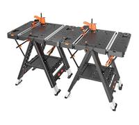 LARBANKE Banc de travail pliable 2-en-1, chevalet de sciage et établi étanche avec accessoires inclus