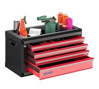 LARBANKE Boîte à outils à 4 tiroirs, boîte à outils portable avec serrure et clés, boîte à outils avec plan de travail étanche et résistant à la rouille, coin anti-collision, tiges de connexion