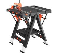 LARBANKE Établi pliable, 2 en 1, étanche, table de travail pliable, 79 x 63,5 x 82 cm, table de travail réglable en hauteur avec 4 serre-joints, 4 blocs de connexion, 2 blocs de délimitation