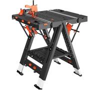 LARBANKE Établi pliable 2 en 1 étanche, table réglable 79x63,5x82 cm, 4 serre-joints, blocs connexion, pratique et stable.