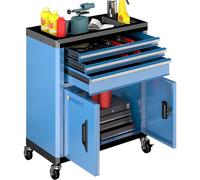 LARBANKE Servante d'atelier à 3 tiroirs - Chariot multifonction - Chariot d'atelier mobile - Verrouillable - 4 roulettes - Barre de connexion qui relie plusieurs produits pour une plus grande unité