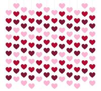 Larber 12 Pièces Saint-Valentin Rouge,Rose et Rouge Foncé Cœurs Guirlande Déco,135CM Guirlande Décorative en Papier en Forme de Trois Couleurs Cœur pour Proposition de Mariage Romantique Déco