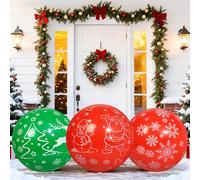 Larber 3 Pièces 60CM Géantes Gonflable Boule de Noël,PVC Gonflable Boule Décoration Noël Gonflables Ballons Extérieurs pour Cour, Jardin, Porte, Couloir Salon Décoration