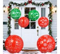 Larber 6 Pièces Géantes Gonflable Boule de Noël,PVC Gonflable Boule Décoration Noël Gonflables Ballons Extérieurs pour Cour, Jardin, Porte, Couloir Salon Décoration（40+60CM）