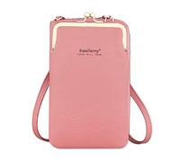Larber Femmes Petit Téléphone Portable Bandoulière Sac à Main Portefeuille Mini Cuir Léger Cross Body Sac de Téléphone Portable Fit Huawei p30 Pro(Rose foncé)