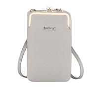 Larber Femmes Petit Téléphone Portable Bandoulière Sac à Main Portefeuille Mini Cuir Léger Cross Body Sac de Téléphone Portable Fit Huawei p30 Pro (Gris)
