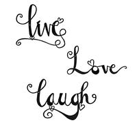 Larber Live Love Laugh Décoration Murale en Métal Noir Signes Muraux de Mots Art Mural en Métal Minimalisme pour Intérieur Extérieur Salon Chambre Balcon Décorations de Cuisine