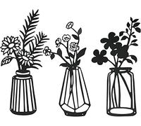 Larber Lot de 3 décorations murales en métal noir pour terrasse, balcon, salon, salle de bain, chambre à coucher, salle à manger, cuisine