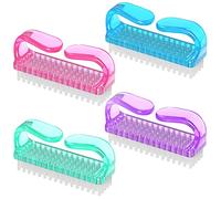 Larbois Brosse de nettoyage des ongles, poignée en plastique, brosse à gommer, brosse à ongles écologique avec poils mous, manucure à ongles, brosse anti - poussière pour ongles, lot de 4