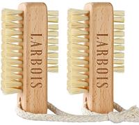 Larbois Lot de 2 Brosse de Nettoyage des Ongles pour Nail Art, Nettoyage Lavage Quotidien, parfaites pour Hommes, Femmes et Enfants de l'environnement avec Corde de Suspension(Bois de hêtre)