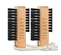 Larbois Lot de 2 Brosse de Nettoyage des Ongles pour Nail Art, Nettoyage Lavage Quotidien, parfaites pour Hommes, Femmes et Enfants de l'environnement avec Corde de Suspension (Bois de hêtre)