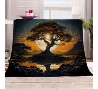 L'arbre Solitaire Et Le Reflet Pittoresque Sur Le Lac Manta de franela 3D Suave - Cubre Sofá/Cama 270x230 cm,Arbre De La Vie Estampado 3D Ultrarealista,Polar Caliente,Lavable,Hogar/Dormitorio