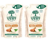L'Arbre Vert Bien-être Recharge Crème Lavante Mains Parfum Amande douce - Hypoallergénique et pH Neutre - 95% d'ingrédients d'origine naturelle - 300 mL (Lot de 2)