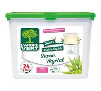 L'Arbre Vert Doses Lessive Liquide Ecolabel Savon Végétal - Hypoallergénique - 24 Doses