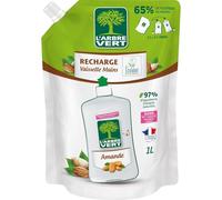L'ARBRE VERT - Liquide Vaisselle Douceur Amande, Hypoallergénique et Écologique, Recharge 1L - Le Lot De 4