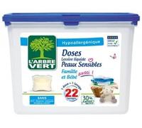 L'Arbre Vert Lot de 22 capsules de lessive écologique pour peaux sensibles