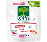 L'Arbre Vert Recharge Lessive Ecolabel Eveil Floral - Hypoallergénique - 34 Lavages - 94% d'ingrédients d'origine naturelle - 1,53L