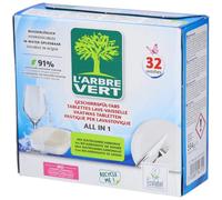 L'Arbre Vert Tablettes Lave-Vaisselle All In 1 Au Bicarbonate De Soude 32 Pièces