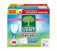 L'ARBRE VERT Tablettes lave-vaisselle Hydrosolubles tout en 1 - 80 doses
