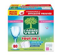 L'ARBRE VERT Tablettes lave-vaisselle Hydrosolubles tout en 1 - 80 doses