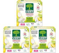 L'Arbre Vert Tablettes Lave Vaisselle Tout En 1 Citron - Ecolabel - 91% d'ingrédients d'origine naturelle - 32 Doses (Lot de 3)