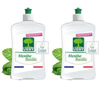 L'Arbre Vert Vaisselle Mains Ecolabel Menthe Basilic - Hypoallergénique - 97% d'ingrédients d'origine naturelle - 500mL (Lot de 2)