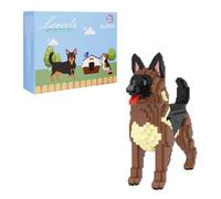 Larcele 1254 Pièces Micro Blocs de Construction Kit, Bricolage Mini Blocs de Briques Jouet Set pour Les 12 Ans et Plus KLJM-02 (Berger Allemand)
