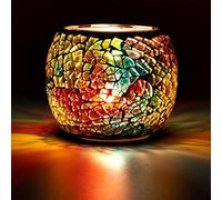 Larcenciel Bougeoir/Porte-Bougie/Porte Vase/Stylo Abat-Jour en Forme de Bougie de lumière de thé en Verre brisé Fait Main Romantique Bougie Votive en Verre Mercury pour Mariages, Fête et Décoration